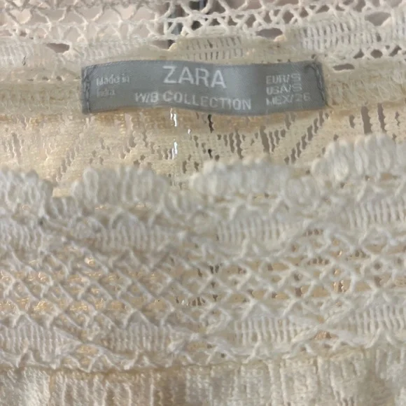 ZARA IVORY CREAM CROCHET LACE MIDI DRESS SIZE US SMALL - Picture 11 of 14
